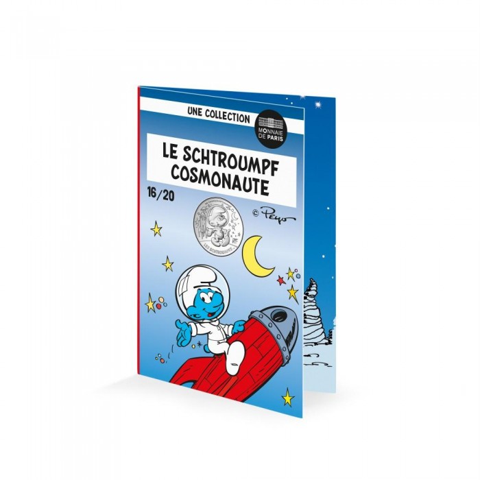 10 Euros Silver colorised coin Cosmonaut Smurf 16/20, France 2020 || The Smurfs