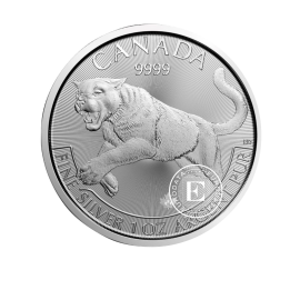 1 oz (31.10 g) sidabrinė moneta Kanados plėšrūnai, Puma, Kanada 2016