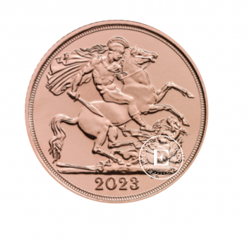 Pièce or 3.66 g demi souverain Roi Charles III avec couronne, Grande-Bretagne 2023