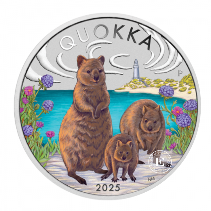 1 oz (31.10 g) Silbermünze PROOF farbig Quokka, Australien 2025