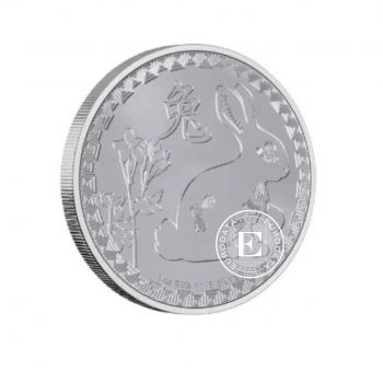 1 oz (31.10 g) sidabrinė moneta Niue Lunar - Rabbit (Triušio metai), Niujė 2023