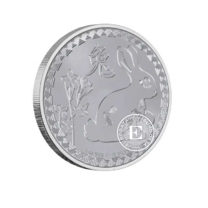 1 oz (31.10 g) sidabrinė moneta Niue Lunar - Rabbit (Triušio metai), Niujė 2023