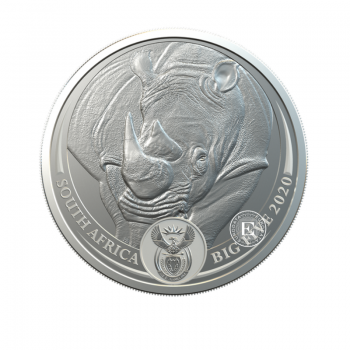 1 oz (31.10 g) sidabrinė moneta Raganosis, Didysis penketas -  Pietų Afrikos Respublika 2020