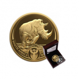 1 oz (31.10 g)  pièce d'or PROOF Big Five – Rhinoceros, République d'Afrique du Sud 2025 (avec certificat)
