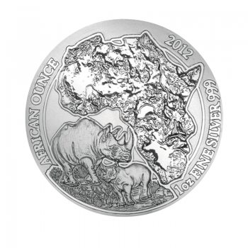1 oz (31.10 g) sidabrinė moneta Raganosis, Ruanda 2012