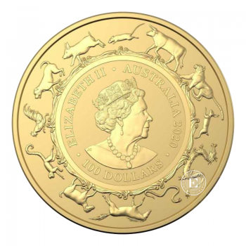 1 oz (31.10 g) auksinė moneta -  Žiurkės metai - (LUNAR RAM), Australija 2020