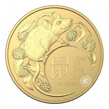 1 oz (31.10 g) auksinė moneta -  Žiurkės metai - (LUNAR RAM), Australija 2020