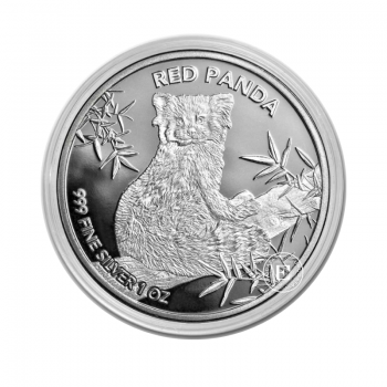 1 oz (31.10 g) sidabrinė moneta Raudonoji panda, Čado Respublika 2024