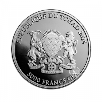 1 oz (31.10 g) sidabrinė moneta Raudonoji panda, Čadas  2024