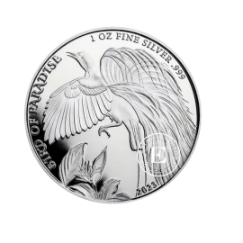 1 oz  (31.10 g) sidabrinė moneta Rojaus paukštis, Papua Naujoji Gvinėja 2023