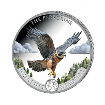 1 oz (31.10 g) sidabrinė spalvota moneta Kongo pasaulio laukinė gamta - Sakalas, Kongo Respublika 2024