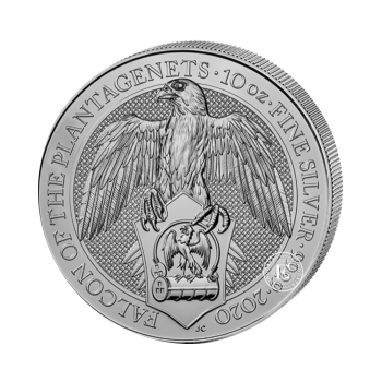 10 oz (311 g) sidabrinė moneta Queen's Beasts - Sakalas, Didžioji Britanija 2020