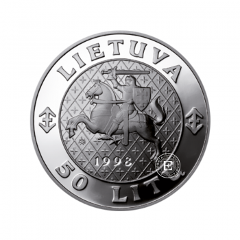 Srebrna moneta 50 litów (23.30 g) dla Wielkiego Księcia Litewskiego Algirdasa, Litwa 1998