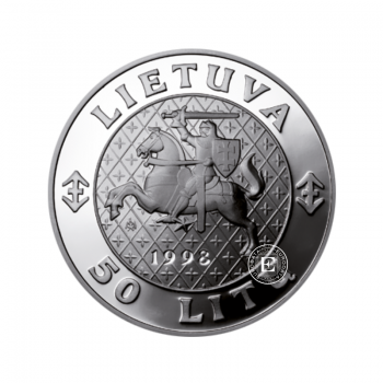 50 Litas (23.30 g) Silbermünze für Großherzog Algirdas von Litauen, Litauen 1998