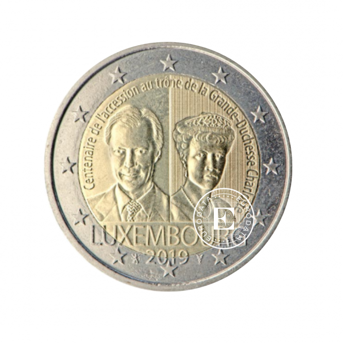 2 Eur moneta 100 rocznica koronacji Wielkiej Księżnej Charlotty, Luksemburg 2019