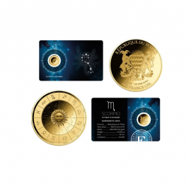 1/1000 oz auksinė moneta kortelėje Zodiac - Skorpionas, Čadas