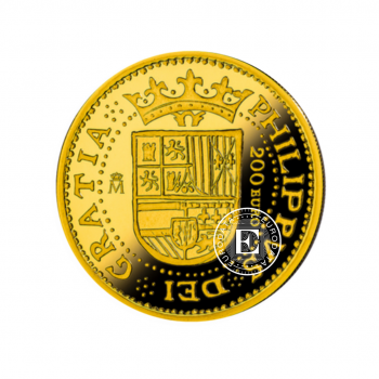 200 eurų (13.5 g) auksinė PROOF moneta 150-osios Eskudo metinės, Ispanija 2018