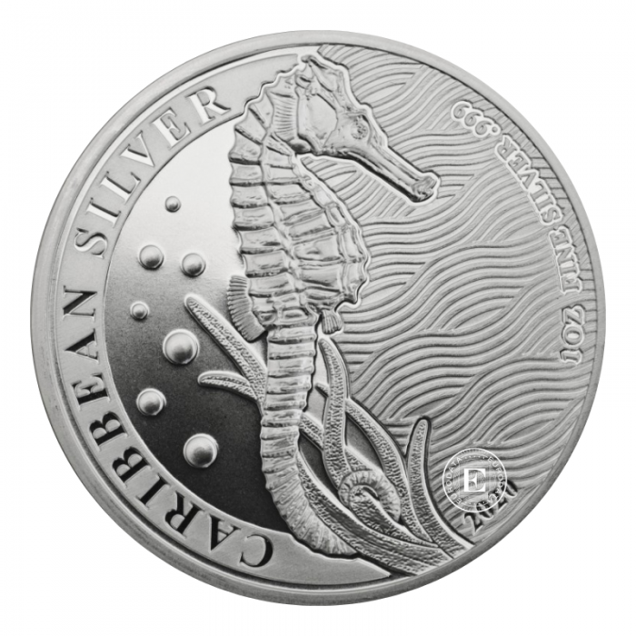 1 oz (31.10 g) sidabrinė moneta Jūrų arkliukas, Barbadosas 2020