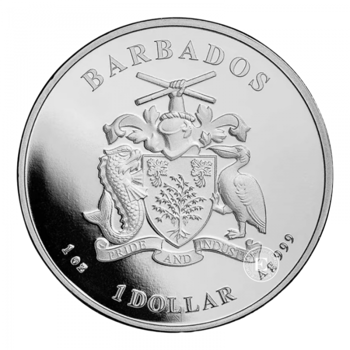 1 oz (31.10 g) Silbermünze Seahorse, Barbados 2021