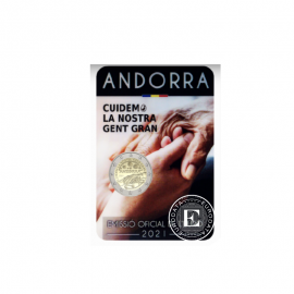2 Eur coin on coincard Taking care of seniors, Andorra 2021