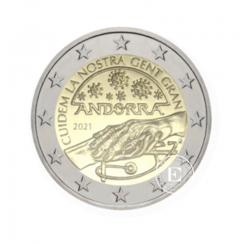 2 Eur Münze  auf der Karte Taking care of seniors, Andorra 2021
