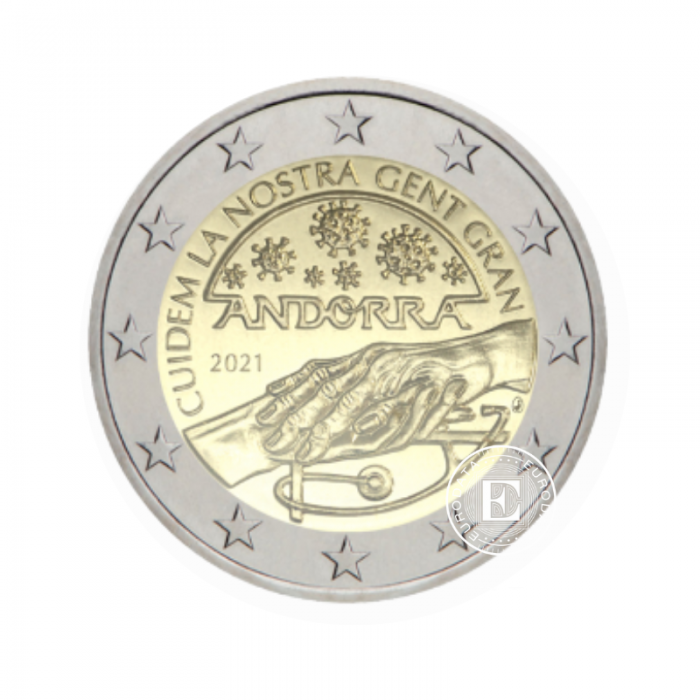 2 Eur moneta kortelėje Rūpinimasis senjorais, Andora 2021