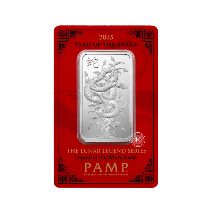 Lingot d'Argent Lunar Année du Serpent 2025 PAMP Suisse 1 oz 999