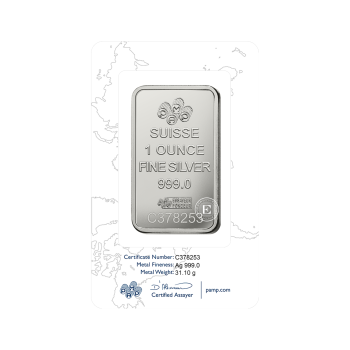 1 oz (31.10 g) sidabro luitas Fortūna, PAMP 999.0