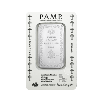 1 oz (31,1 g) Silberbarren Kreuz des Christentums PAMP 999
