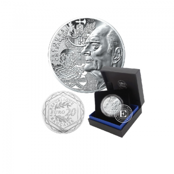 20 Eur (18 g) sidabrinė PROOF moneta Jacques Chirac, Prancūzija 2020 (su sertifikatu)
