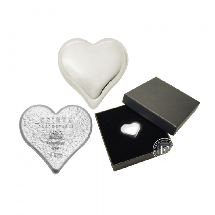 1 oz (31.10 g)  lingot de argent Heart, Geiger Edelmetalle 999