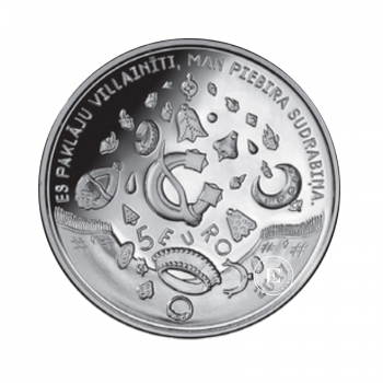 5 Eur (31.47 g) srebrna PROOF moneta  Kalejs Kala Debesis, Łotwa 2017