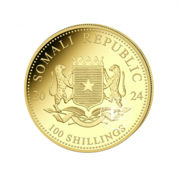 1/10 oz (3.11 g) auksinė moneta Afrikos laukinė gamta - Dramblys, Somalis 2024