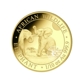 1/10 oz (3.11 g)  złota moneta Afrykańska przyroda - Słoń, Somalia 2024
