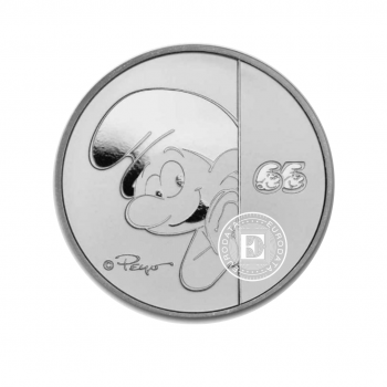 1 oz (31.10 g) sidabrinė moneta Smurfs 65-osios metinės, Niujė 2023