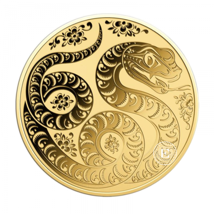 1/1000 oz auksinė moneta kortelėje Lunar - Gyvatės metai, Čadas