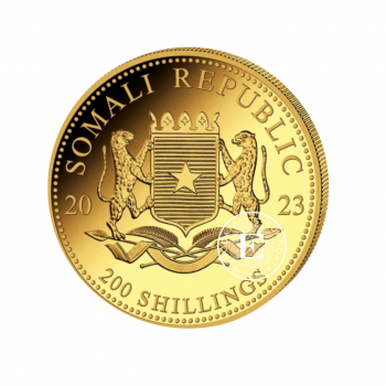 1/4 oz (7.78 g) auksinė moneta Dramblys, Somalis 2023