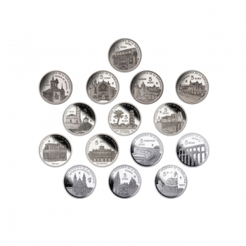 148.5 g  zestaw srebrnych monet PROOF World Heritage Cities, Hiszpania 2014-2015