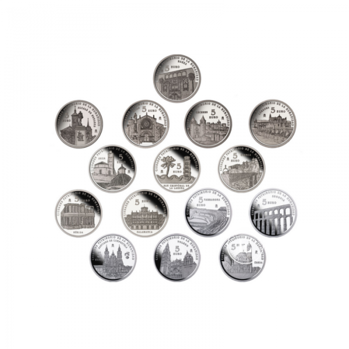 148.5 g silver PROOF coin set World Heritage Cities, Spain 2014-2015