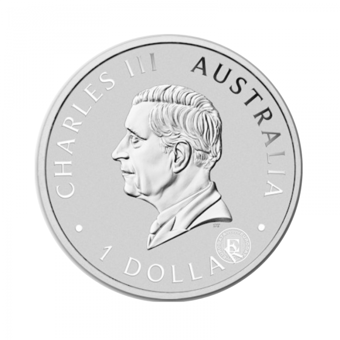 1 oz (31.10 g) sidabrinė spalvota moneta Australijos Emu, Australija 2024 (su sertifikatu)