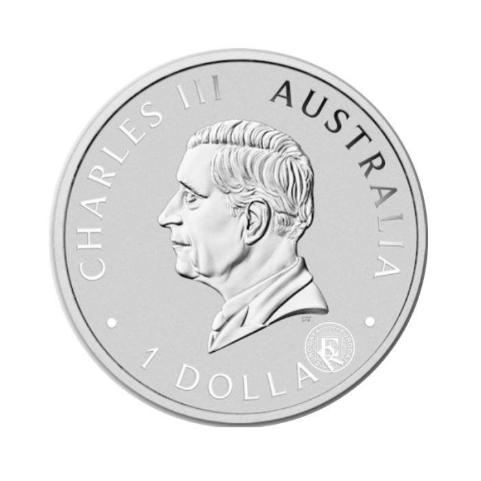 1 oz (31.10 g) sidabrinė spalvota moneta Australijos Emu, Australija 2025 (su sertifikatu)