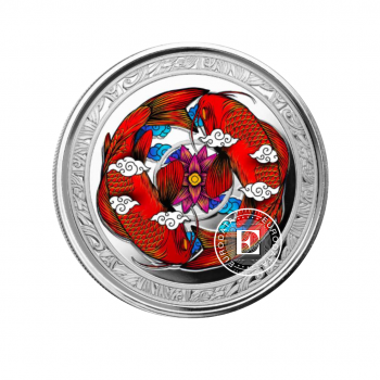 1 oz (31.10 g) sidabrinė spalvota moneta Koi Fish, Fidžis 2023