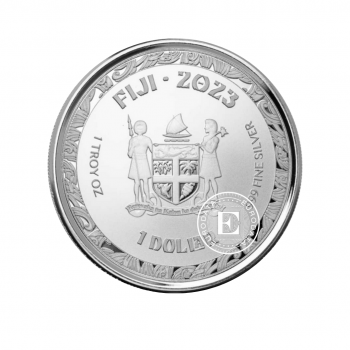 1 oz (31.10 g) sidabrinė spalvota moneta Koi Fish, Fidžis 2023