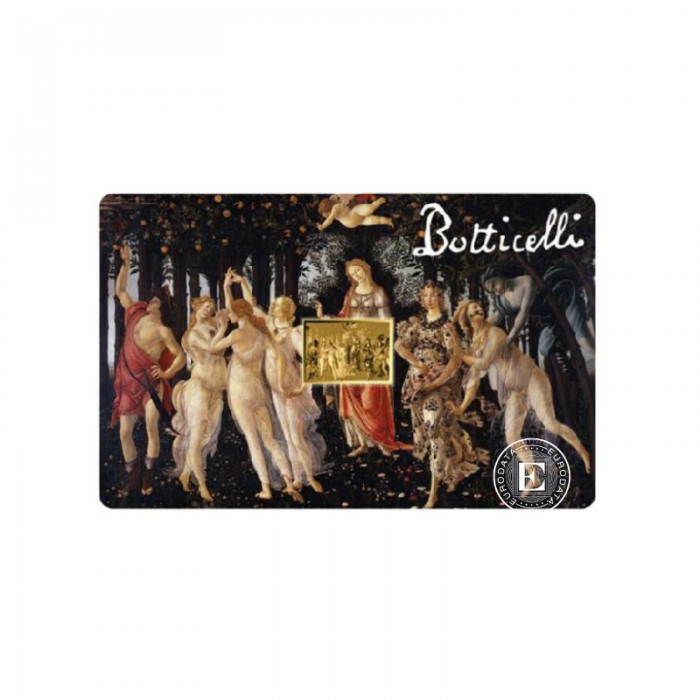 1/1000 oz aukso luitas - moneta kortelėje Sandro Botticelli paveikslai – Pavasaris, Čadas