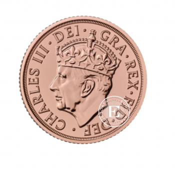 Złota moneta 7.98 g suweren Król Karol III z koroną, Wielka Brytania 2023