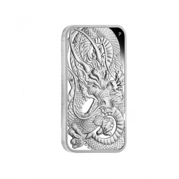 1 oz (31.10 g) sidabrinė stačiakampė moneta Drakonas, Australija 2021