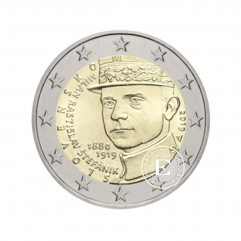 2 Eur coin Milan Rastislav Štefanik 100th anniversary of death, Slovakia 2019