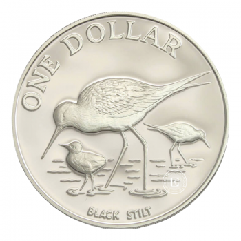 1 dolerio (27.20 g) sidabrinė moneta Black Stilt, Naujoji Zelandija 1985
