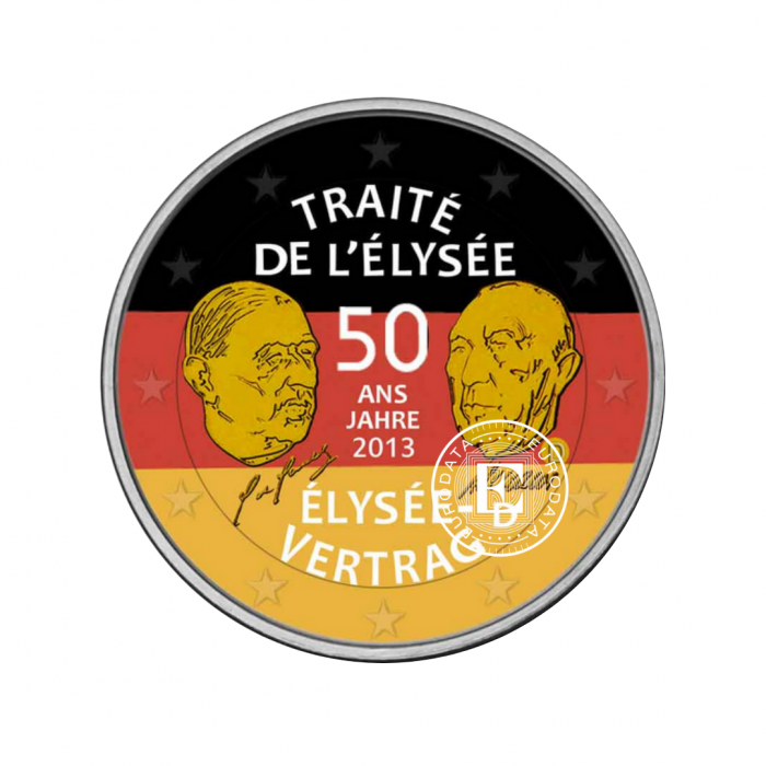 2 Eur spalvota moneta Eliziejaus sutarties 50-metis - D, Vokietija 2013