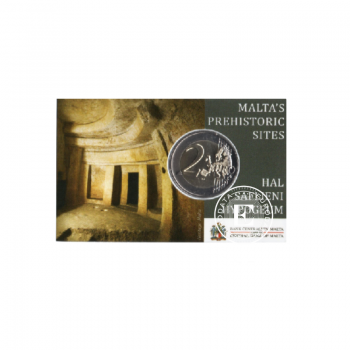 2 Eur pièce sur la carte Temples de l'hypogée de Hal Saflieni, Malta 2022